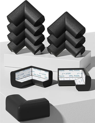 Babyhoekbeschermers voor Meubels - Veiligheidsbescherming voor Tafel en Hoeken - 10 Soft Corner Cushion Kussens (Zwart)