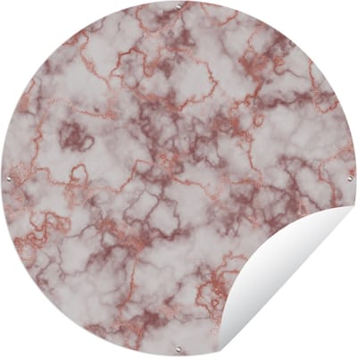 Tuincirkel Rose gold - Marmer - Agaat - Luxe - 60x60 cm - Ronde Tuinposter - Buiten
