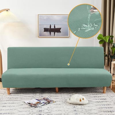 Levivel imperméable élastique plaine housse de canapé Strech sans bras housses de canapé housse de canapé pour salon protecteur 1/2/3/4 places D (190-210cm) vert clair