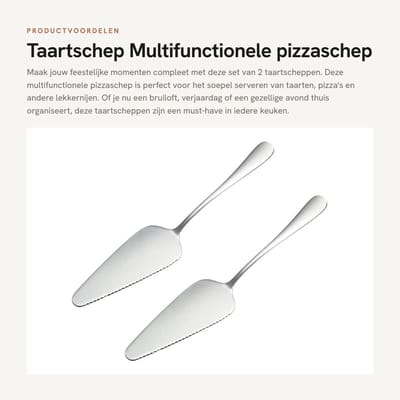 Dailygoods- Taartschep 2 stuks - Roestvrij Staal - Multifunctionele Pizzaschep - Driehoekige Spatel - Veilig en Duurzaam - 4,8 x 22,6 cm