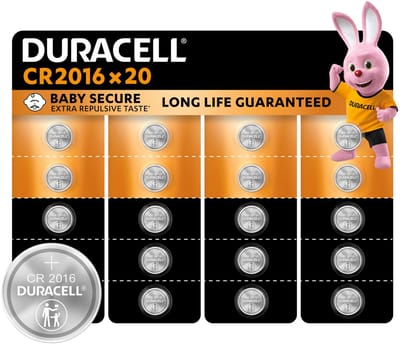Duracell 2016 Lithium-knoopcelbatterijen - 3V, CR2016 - 20 stuks