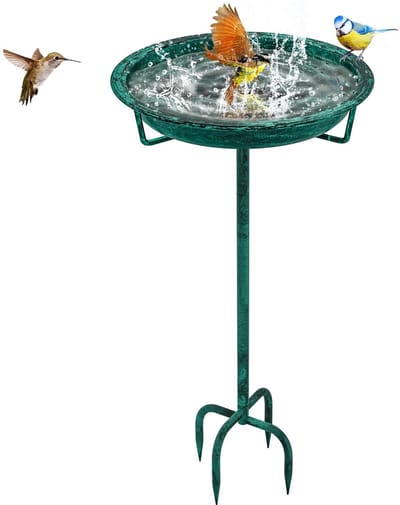 Dailygoods- Vogelbad Gietijzer - Vogelbad Buiten - Tuinvogelbad Met 4-Punts Basisstake - Vogelvoeder - Weerbestendig - Elegante Decoratie - Vogelvoederbak