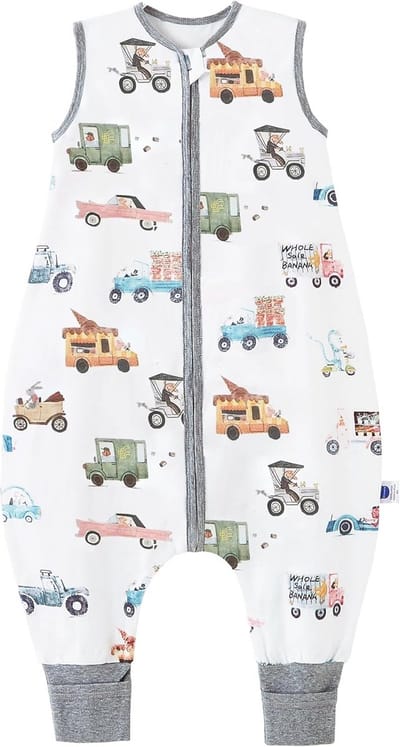 Babyzomerslaapzak met voeten, 0,5 TOG, ongewatteerd, 100% katoen, slaapromper voor jongens en meisjes