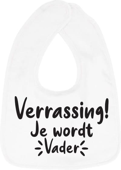 Hospitrix Slabbetje met Tekst "Verrassing Je Wordt Vader!" Wit - Cadeau Zwangerschap - Baby Kwijldoek - Kwijllap - Morslap - Bavette - Bekendmaking - Aankondiging - Aanstaande Moeder - Moederdag