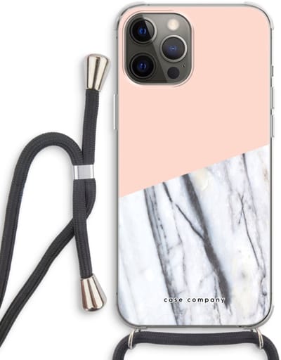 Case Company® - Hoesje met koord geschikt voor iPhone 12 Pro hoesje met Koord - A touch of peach - Telefoonhoesje met Zwart Koord - Bescherming aan alle Kanten en Over de Schermrand