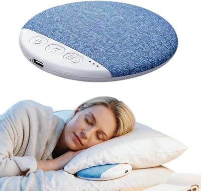Kussenspeaker, nieuwe draagbare mini-kussenspeaker uit 2026, beengeleidingskussenspeaker met timerfunctie, slaapkussenspeaker, slaaphulpmiddel (blauw).