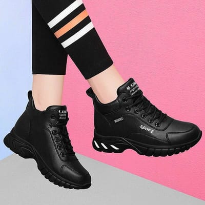 Zwarte Sport Dames Schoenen voor Herfst en Winter Leer Waterdicht en Antislip Keuken Moeder Werk Schoenen Plus Fluweel Katoenen Schoenen voor Dames 37 pink