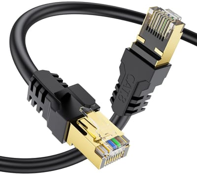 Cat 8 Ethernet Cable 2m High Speed 40Gbps 2000MHz 26AWG Gold RJ45 Connector Outdoor Indoor Weatherproof UV For PC/Modem/Router/Gaming, Faster than Cat7/Cat6/Cat5