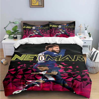 Mode Nee. 10 Voetbalster N-Neymar Print Beddengoed Sets Bedbenodigdheden Set Dekbedovertrek Beddekenset Beddengoed Set Luxe Cadeau EU Double(200*200cm)3pcs