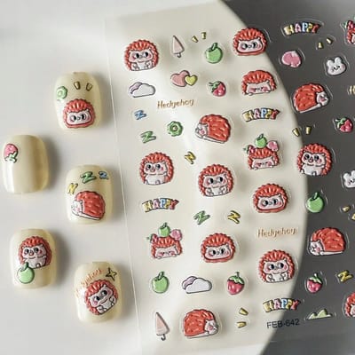 Frezarkowo - 3D Nagelstickers - Zelfklevend - Jeż Wzór - Bajki