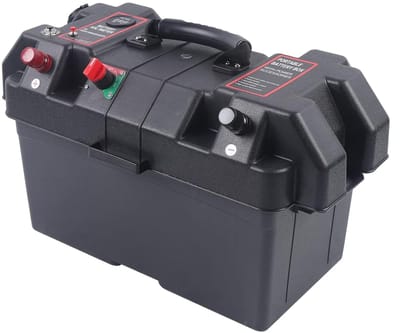 Accubak met USB - Energiebox Boot - Outdoor Energie - Real-time Voltage Meter - 44 cm - Zwart