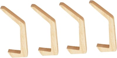 Houten Haken Set - Wand Haken Hout - Decoratieve Opslag - Natuurlijk Handgemaakt - 15.5 x 7 cm - Houtkleur