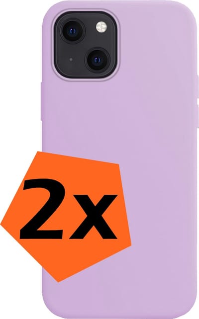 Hoes - 2 Stuks - Geschikt voor Apple iPhone 15 - Sterk & Shockproof - Case Siliconen - Back Cover - Telefoon Hoes - Lila
