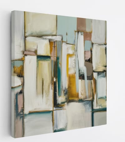 Saammp Canvas Schilderij - Gekleurde blokken - Abstract - 20x20 - Foto op canvas - Wanddecoratie - Muurdecoratie Woonkamer - Slaapkamer decoratie - Canvas Print