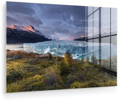 ® Glasschilderij 180x120 cm - Schilderij acrylglas - Schitterende lucht boven de Perito Moreno gletsjer - Foto op glas - Muurdecoratie woonkamer - Wanddecoratie slaapkamer - Schilderijen