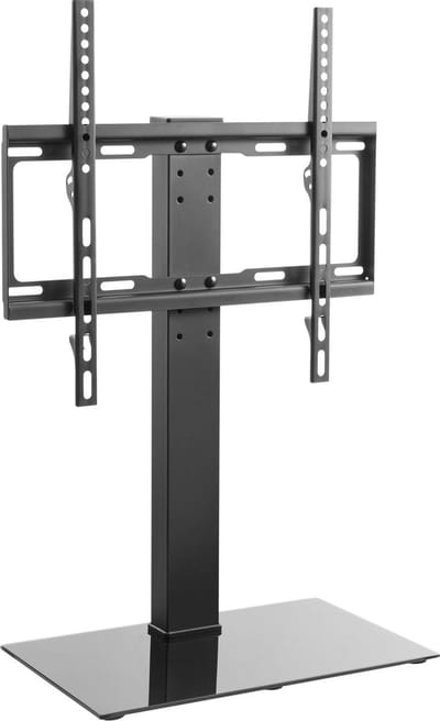 Tv standaard - Audizio TTTS40 tv voet voor 32 - 55 inch tv's - In hoogte verstelbaar (3 standen) - Met glossy 8mm glazen voet - Zwart