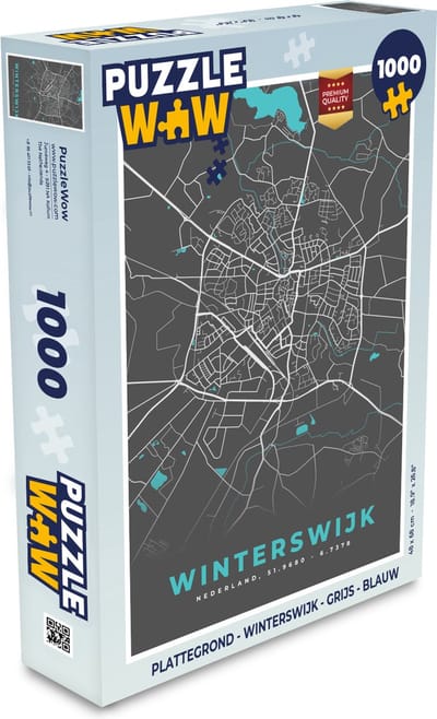 Puzzel Plattegrond - Winterswijk - Grijs - Blauw - Legpuzzel - Puzzel 1000 stukjes volwassenen - Stadskaart