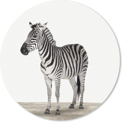 Muismat rond 20x20 cm - Mousepad Dieren - Zebra - Zwart - Wit - Ronde muismatten