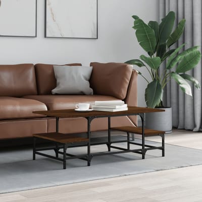 vidaXL - Salontafel - 100x50,5x40 - cm - bewerkt - hout - bruin - eikenkleur