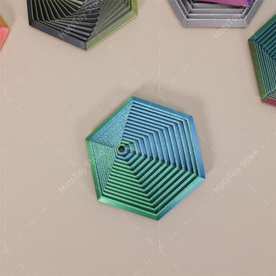 Zeshoekig 3D Geprint Stapel Puzzel Muziekdoos Illusoir Roterend Fidget Speelgoed Volwassen Stressverlichting Decoratie Magische Illusie Cadeau gray