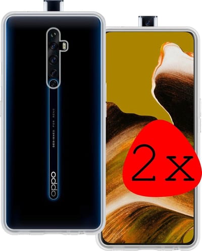 Hoesje 2 Stuks - Geschikt voor OPPO Reno 2 - Sterk & Shockproof - Case Siliconen - Back Cover - Telefoon Hoes - Transparant