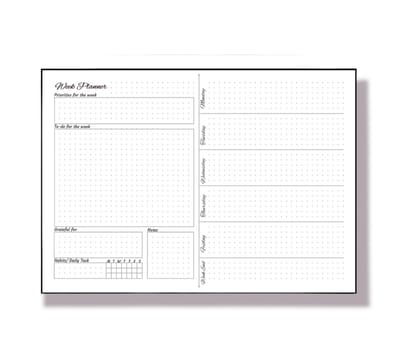 Weekplanner Bullet Format - Weekplanner papier A4 - Deskplanner - Week Organizer - Familieplanner - Werkplanner - Habits Tracker - Weekly To-Do's - Ongedateerd - Lijmbinding - Bullet Planner - 50 paginas