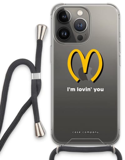 Case Company® - Hoesje met koord geschikt voor iPhone 13 Pro hoesje met Koord - I'm lovin' you - Telefoonhoesje met Zwart Koord - Bescherming aan alle Kanten en Over de Schermrand