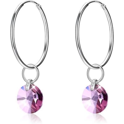 Nieuwe Aankomst 925 Sterling Zilveren Oorbel Voor Vrouwen Fijne Sieraden Dropshipping Statement Oorbel Ronde Kristal Van