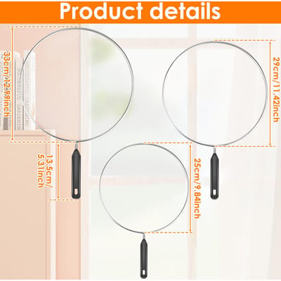 3 Stuks Koken Bakken Roestvrij Staal Anti Spatbeschermer Olie Net Vetspatscherm Pan Gaas Beschermscherm Spatdeksel set white