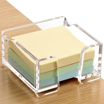 Sticky Note Houder - Memo Dispenser - Bureau Organisatie - Geïntegreerd Pennenslot - 94 x 94 x 5 cm - Transparant