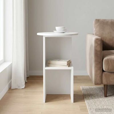 vidaXL - Bijzettafel - Hoogglans - Wit - Ø - 39,5 - x - 55 - cm - Bewerkt - hout