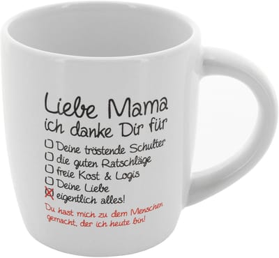 Dailygoods- Koffiemok 230 ml - Keramiek - Vaatwasmachinebestendig - Cadeau voor Mama - 12 x 8,5 cm - Persoonlijke boodschap - Cadeaumok