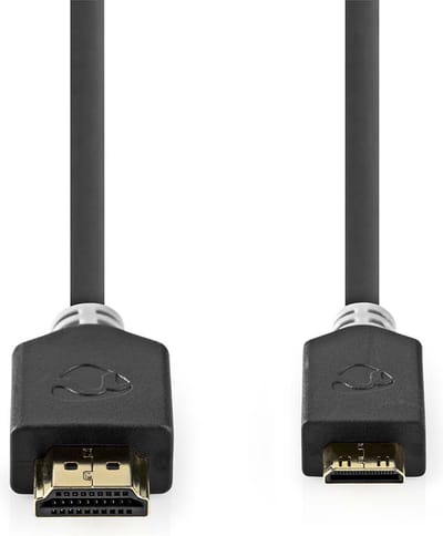 Nedis High Speed ​​HDMI-Kabel met Ethernet - HDMI Connector - HDMI Mini-Connector - 4K@60Hz - 18 Gbps - 2.00 m - Rond - PVC - Antraciet - Window Box