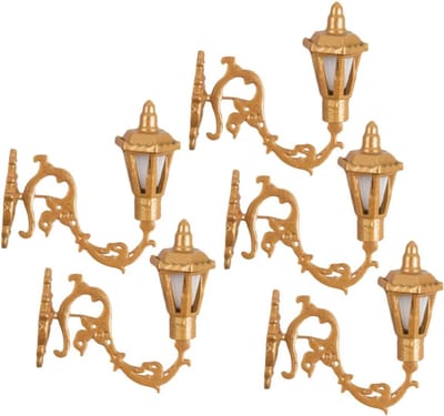 Miniatuur Wandlampjes - Mini Meubels - Poppenhuis Decoratie - Gouden Trim - 5 Stuks - Goud