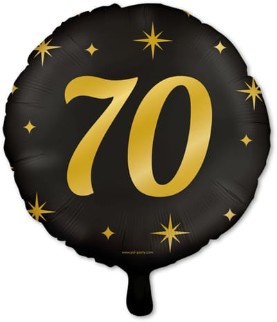 Q2P - 70 Jaar Ballon - Verjaardag Versiering - Zwart & Goud - Folie Ballon - Feest Decoratie - Helium Geschikt