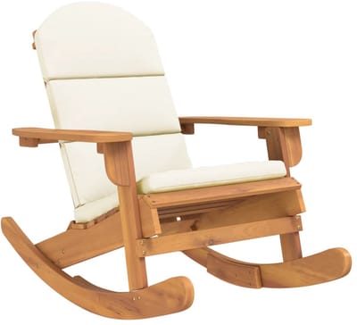 Adirondack Schommelstoel - Massief Acaciahout - Inclusief Crèmewitte Kussens - Comfortabele Loungestoel voor Tuin & Terras