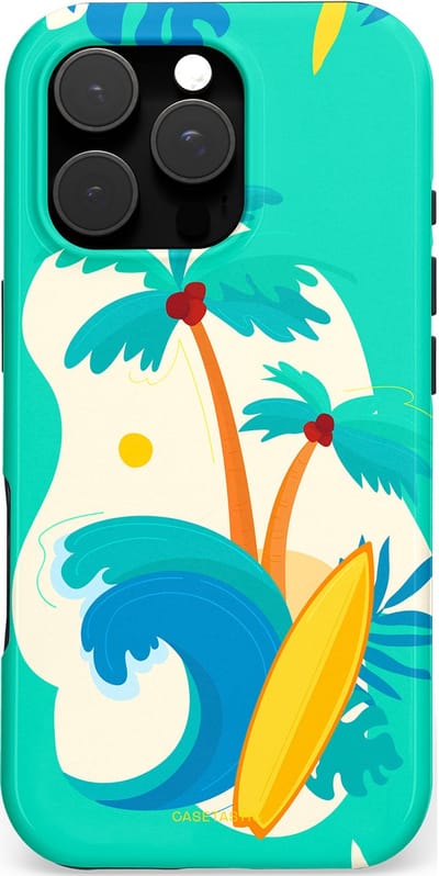 Casetastic hoesje geschikt voor Apple iPhone 16 Pro - MagSafe - Dubbellaagse bescherming - Golvennoot - Fashion Case - Turquoise Crème