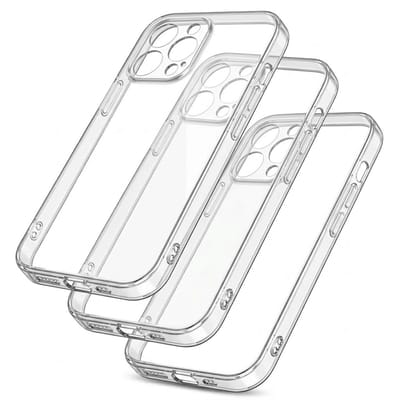 Transparant telefoon hoesje set van 3 geschikt voor iPhone 13 Pro – doorzichtige backcover met verhoogde randen en schokbestendige hoeken – unisex clear case set