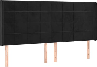 vidaXL - Hoofdbord - met - randen - 203x16x118/128 - cm - fluweel - zwart