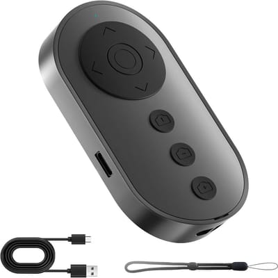 Ynkkvre -Bluetooth remote - Afstandsbediening Page Turner - Draadloze Camera-afstandsbediening - Scroll-ringen - Oplaadbare Camera-afstandsbediening voor Telefoons, Tablets - Zwart