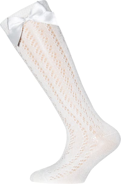 Ewers Witte Kniekousen met Strik - Luxe Meisjessokken voor Feestjes, Bruiloften & Communie - Maat 17/18