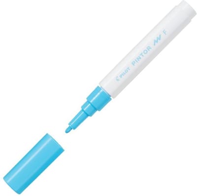 Pilot Pintor Pastel Blauwe Verfstift - Fine marker met 1,0mm schrijfbreedte - Inkt op waterbasis - Dekt op elk oppervlak, zelfs de donkerste - Teken, kleur, versier, markeer, schrijf, kalligrafeer…