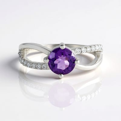 Cavill - Zilveren ring 925 Sterling Zilver - Marokkaanse Amethist 1,07 ct & Zirkonia 0,42 ct - Filigrain Elegant Design - Luxe Paarse Edelsteen Ring