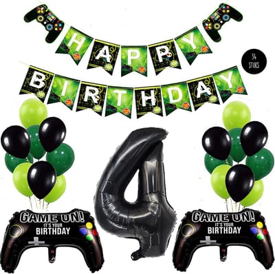Snoes Mega Game Gamers Helium Verjaardags Ballonnen Feestdecoratie Black Cijfer Ballon nr 4