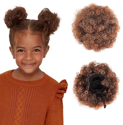 Dailygoods- Haarverlengingen 2 Stuks - Afro-Paardenstaart - Synthetisch Haar - Krullend Haar - Hoge Temperatuur Zijde - 10 cm
