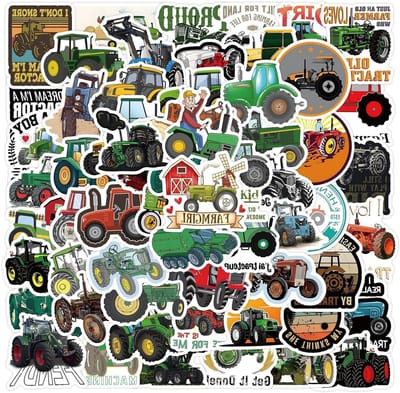 60 Stuks Waterdichte Tractor Stickers voor Kinderen - Herbruikbare Versieringen voor Auto's, Voertuigen en Bouwplaatsen, Perfect als Cadeau voor Jongens