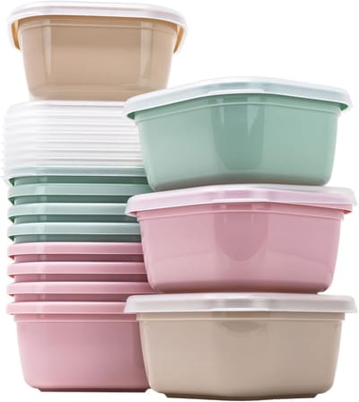 Set van 12 voedselcontainers van kunststof 300 ml BPA-vrij, magnetron- en vaatwasmachinebestendig, diepvriezer, container met deksel