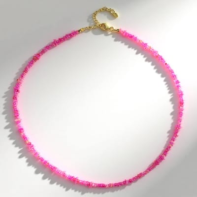 Cavill - Zilveren Halsketting met 25,804 ct Roze Ethiopische Opalen - 925 Sterling Zilver Goud Verguld - Elegante Verstelbare Ketting Dames