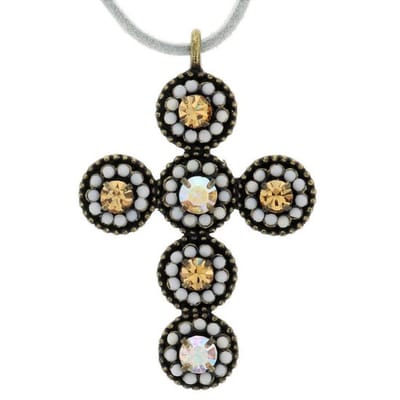 Behave - Ketting met stenen kruis hanger - Nikkelvrij - 38,5 cm + 5,5 cm verlengketting