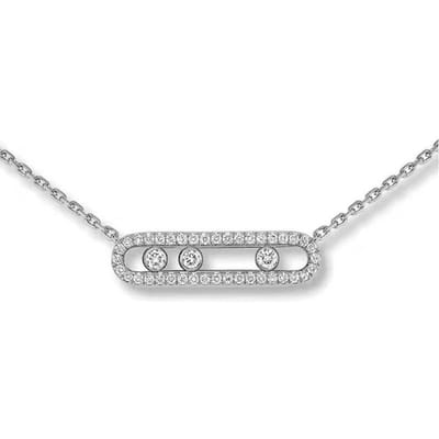 Rakol Arabische Stijl Zirkonia Kristal Kralen Hanger Ketting Voor Vrouwen Roségoud 3 Puntjes Op Ovale Ketting Verfijnde Bruidssieraden Cadeau gray